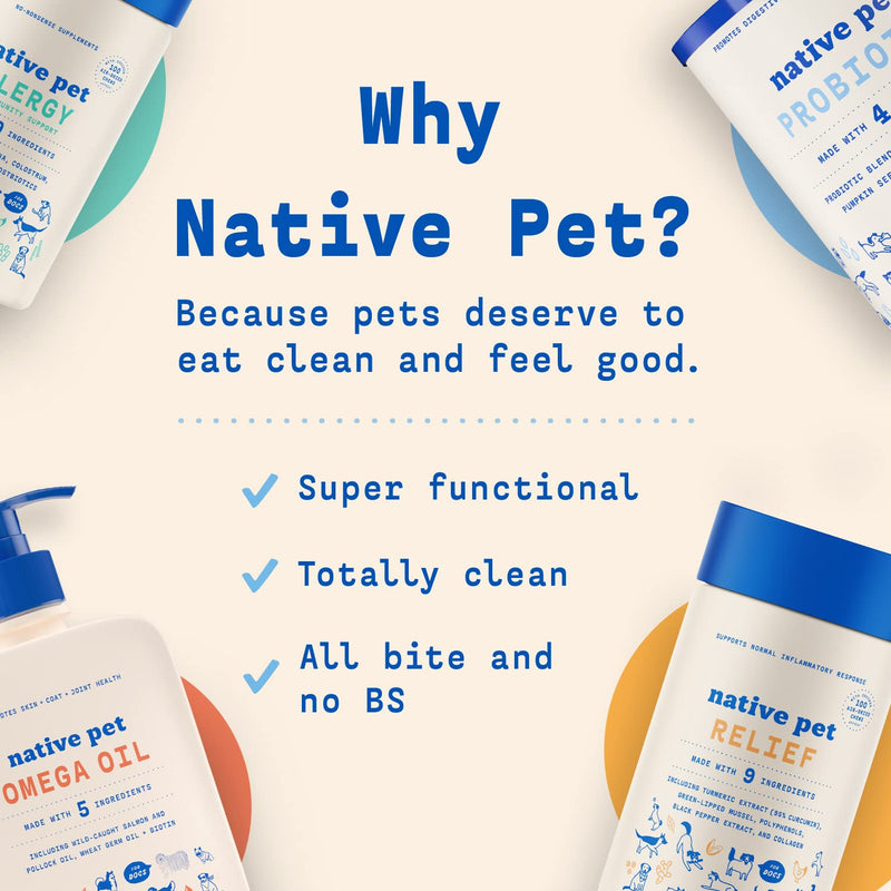 Native Pet Itchy Skin Bundle | Allergy Chews for Dogs (60 Servings) + Omega Oil for Dogs (8oz) | Dog Allergy Relief + Itching Relief for Dogs | Dog Probiotics for Itchy Skin & Dog Fish Oil - BeesActive Australia