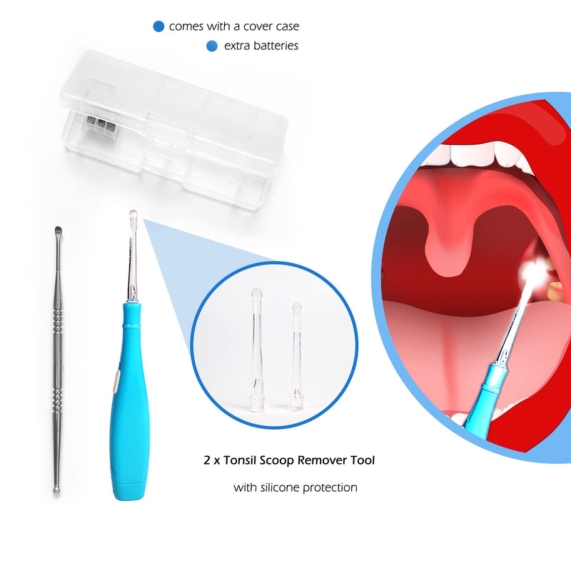 Tonsil Stone Remover Tool and Personal Oral Care Kit 5 in 1 - Tongue Scraper, Dental Syringe, Mouth Mirror, Stainless Steel Pick, and Led Tonsil Scoop - BeesActive Australia