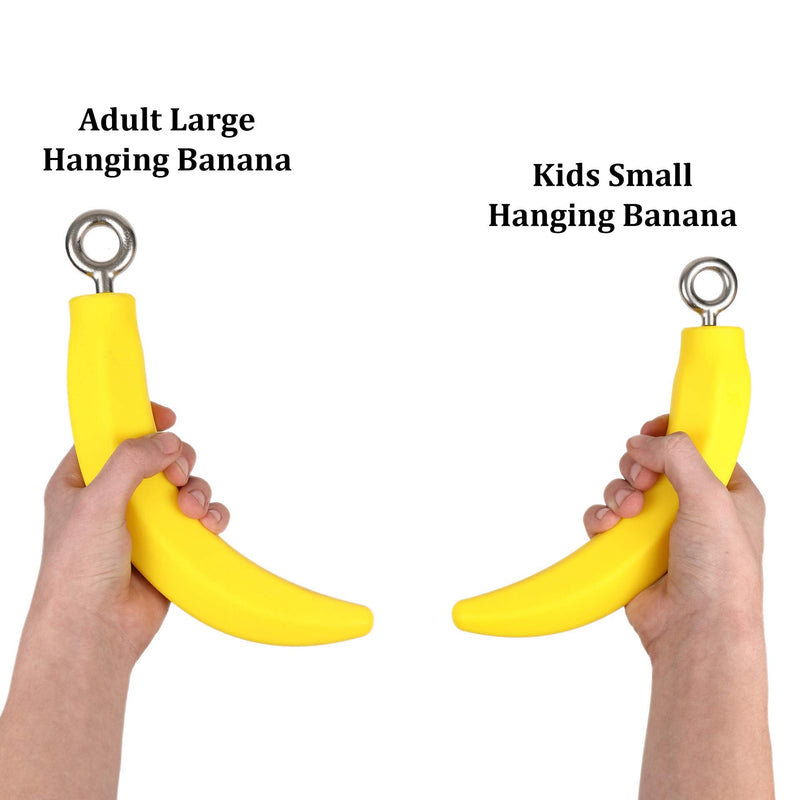 Atomik Rock Climbing Set of 2 Child Size Hanging Bananas for Strength and Grip Training in Yellow Rated to 120 pounds - BeesActive Australia