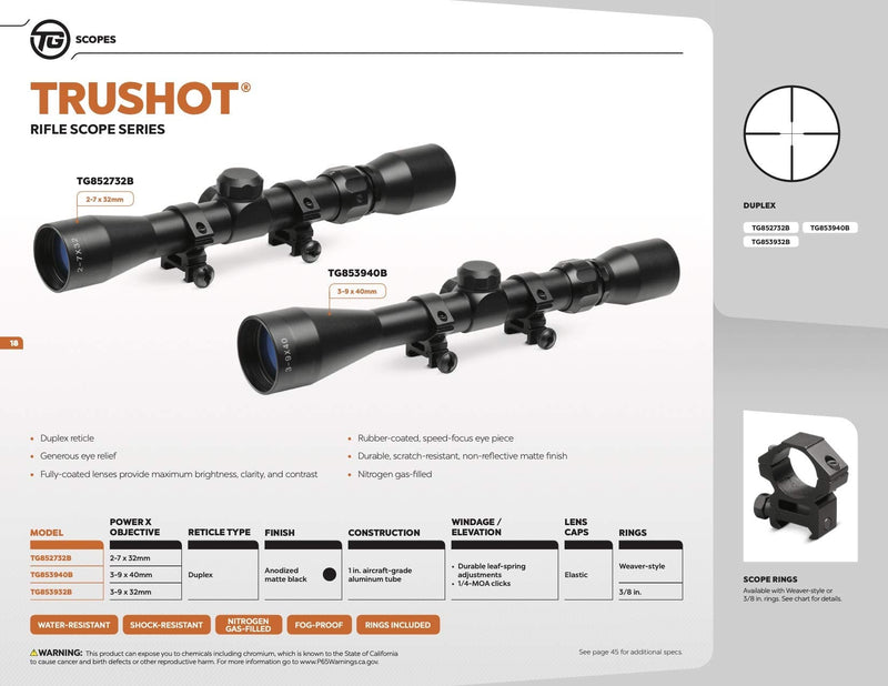 TRUGLO TRUSHOT Rifle Scope 2-7 x 32mm - BeesActive Australia