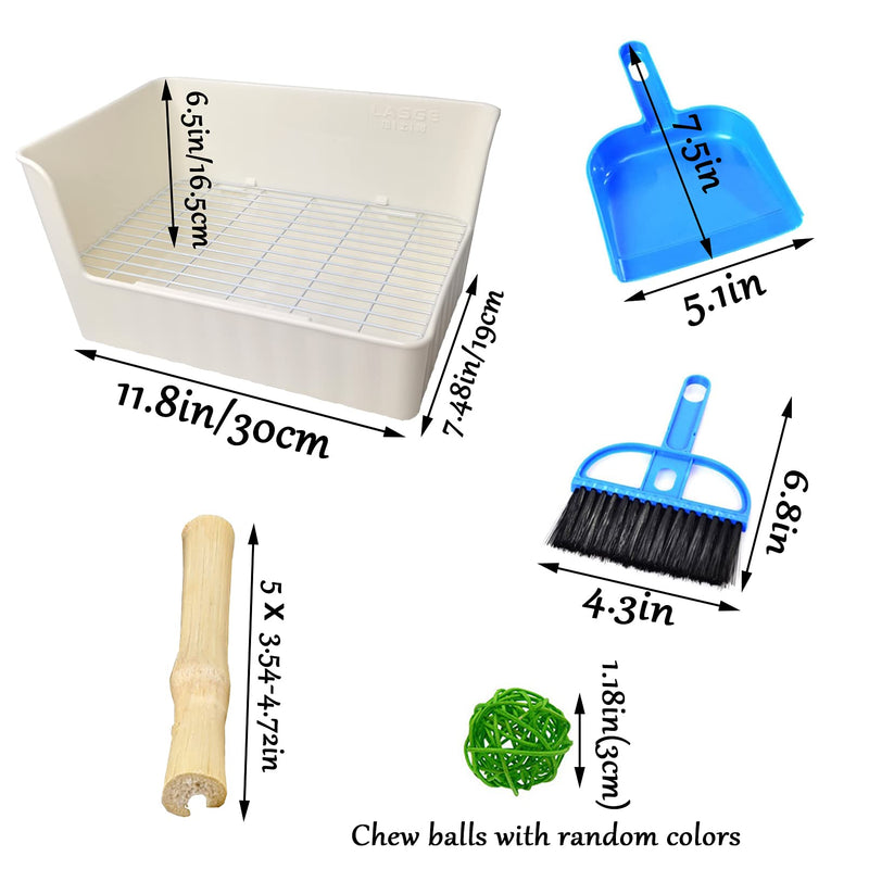 Hamiledyi Rabbit Litter Box,Pet Plastic Square Toilet Rabbit Bedding Potty Training Corner with Small Animal Cage Clean Broom Molar Sweet Bamboo for Bunny Chinchillas Guinea Pigs White - BeesActive Australia