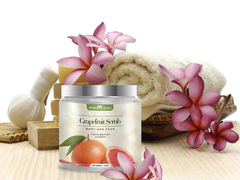 Grapefruit Scrub for Face and Body - Deep Cleansing Exfoliator Cleans Acne - Prone Pores and Brightens Complexion - The Natural Way to Nourish Your Skin - by Pure Original - BeesActive Australia