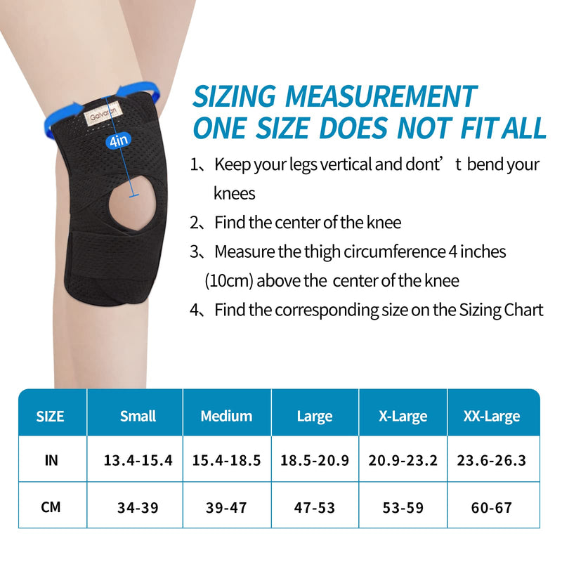 Galvaran Knee Brace with Side Stabilizers for Meniscal Tear Knee Pain ACL MCL Arthritis Injuries Recovery, Breathable Adjustable Knee Support for Men and Women Black Medium - BeesActive Australia