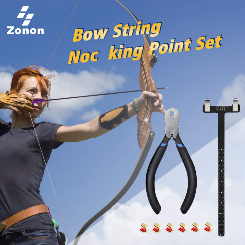 Zonon Bow String Nocking Points Pliers Strings Knock Set T Shape Bow Square Ruler Nocking Buckle Pliers Recurve Bow Turning Kit Archery Black - BeesActive Australia