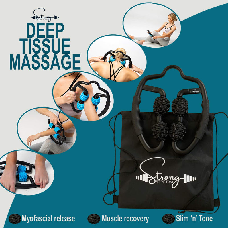 Foam Roller Deep Tissue Massager | Fascia Blaster Myofascial Massage Tools with Drawstring Gym Bag | Muscle Roller for Legs | Fit Roller Pro, High Density Foam Trigger Point Leg Circulation Massager Black - BeesActive Australia