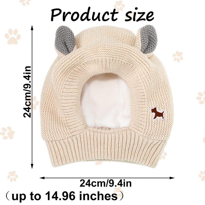 2 Pcs Dog Knitted Hats Pet Quiet Ears Warm Dog Ears Cover Noise Protection Pet Ear Muffs Winter Dog Ear Protection Warm Pet Head Wrap Dog Snood for Protecting Pets Dogs Cats from Noise Beige - BeesActive Australia