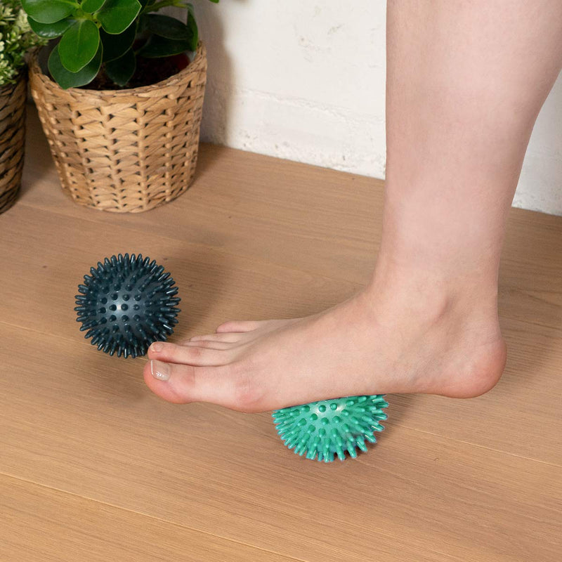 Navaris Spiky Massage Balls - Set of 2 - Hedgehog Balls for Self Massage - 1x Medium-Hard & 1x Harder Ball - Pair of Bumpy Massager Balls - � 8cm - BeesActive Australia