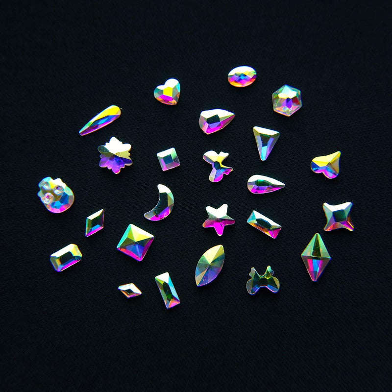 384 Pieces Nail Diamonds AB Crystal Rhinestones Flat Back Glass Rhinestones Nail Stones and Gems Kit 384pcs - BeesActive Australia