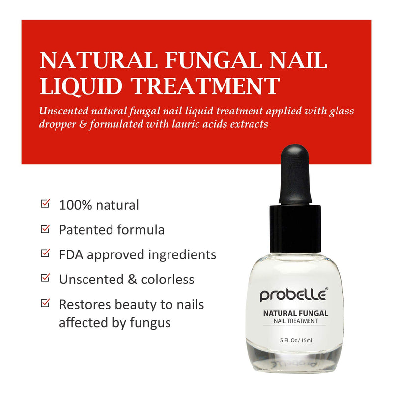 Probelle Natural Fungal Nail Treatment, Anti Fungal Nail Treatment, Nail Color Restoration, Clear Homeopathic Topical Solution .5 oz/ 15 ml (Patented Formula) - BeesActive Australia