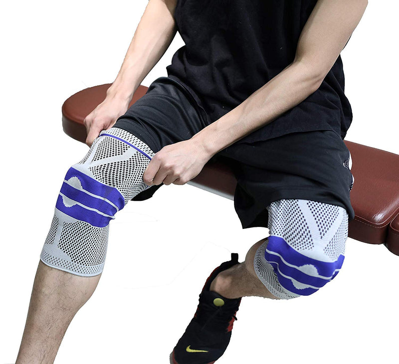 Ultra Knee Elite Knee Compression Sleeve, Knee Braces for Knee Pain Wraps Patella Stabilizer with Silicone Gel Spring Support, Hinged Kneepads Protector for Meniscus Tear Arthritis Men Women Old (classic) L (Pack of 2) - BeesActive Australia