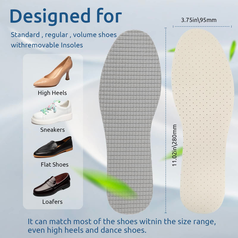 6 Pairs Barefoot Shoe Insoles,Breathable Shoes Inserts,Latex Foam Insoles,Washable and Cuttable,Replacement Insoles for Men 4-10 Women 5-11 (6 Pairs Gray) 6 Pairs Gray - BeesActive Australia