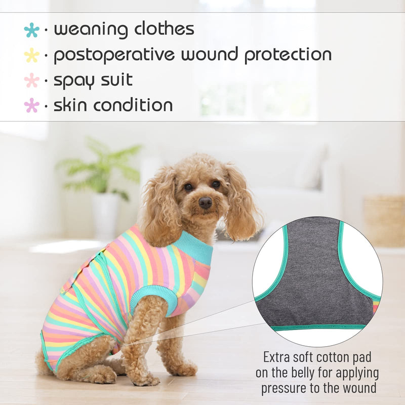 FUAMEY Recovery Suit for Dogs Cats After Surgery,Soft Breathable Pet Bodysuit E-Collar & Cone Alternative Surgical Suit Puppy Wear, Anti Licking Wounds Doggie Onesie for Small Medium and Large Pets XL colorful - BeesActive Australia