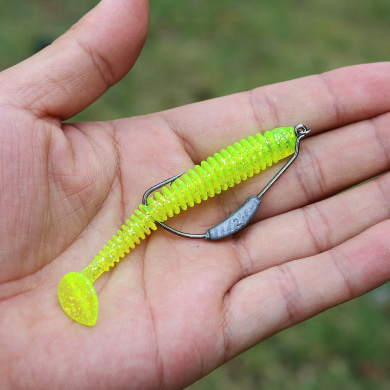 [AUSTRALIA] - YONGZHI Fishing Lures for bass Trout Walleye Paddle Tail swimbaits Fishing Worms with Weighted Fishing Hooks for Freshwater and Saltwater Fishing with Free Tackle Box A-paddle lures with hooks 