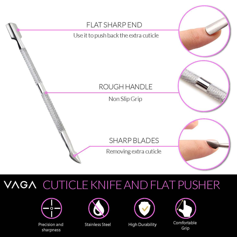 VAGA Premium Stainless Steel Manicure Pedicure Cuticle Pusher Cutter - BeesActive Australia