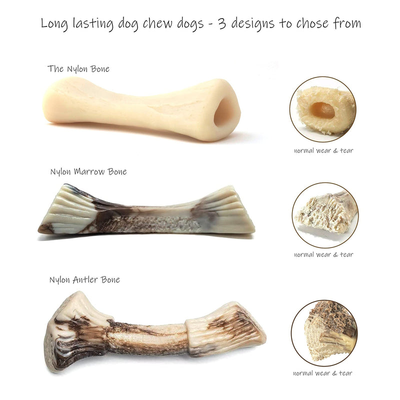 PETSLA Dog Chew Toys for Aggressive Chewers, Indestructible Hard Nylon Dog Bone Toy for Large Medium Small Dogs and Teething Puppies Antler Shape Medium (Pack of 1) - BeesActive Australia