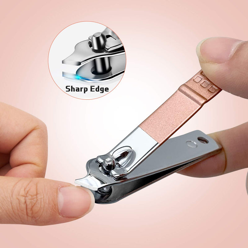 Nail Clippers, 3PCS Nail Kit & Manicure Set Professional, Manicure Kit with Fingernail Clippers, Sharp and Durable Nail Clipper Set for Podiatrist/Ingrown/Seniors with Metal Case (Pink) A-Pink - BeesActive Australia