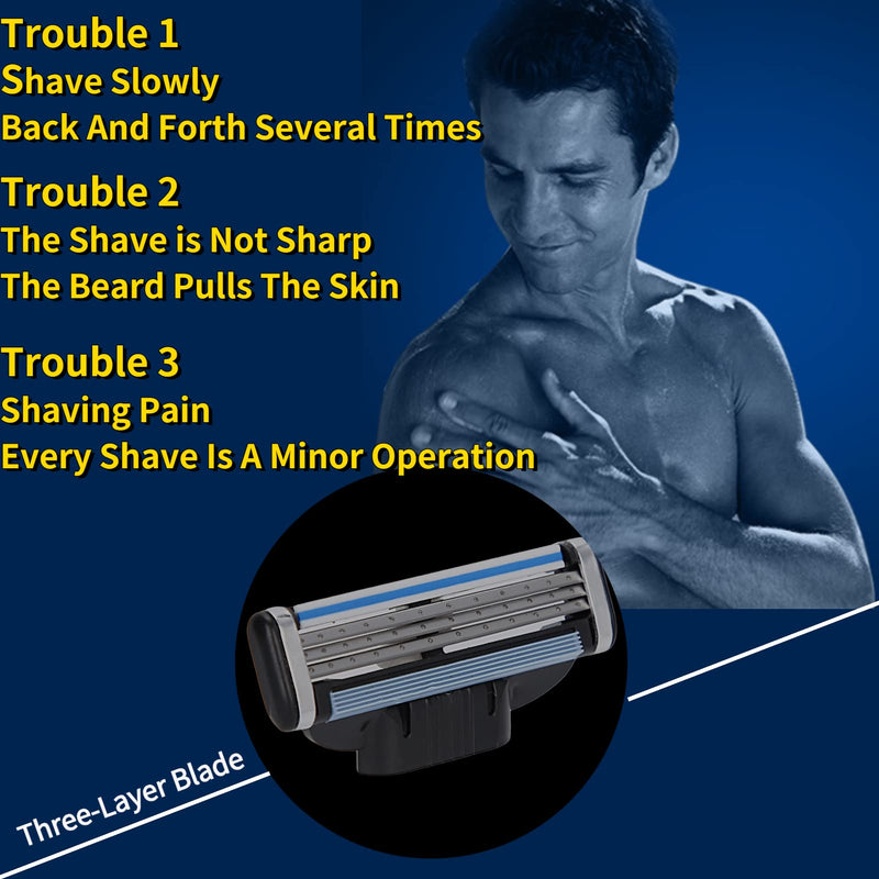 Razor Blade Refills, Manual Shaver Blade, Double Lubrication Strip 16Pcs 3 Layered Professional for Men Home Salon Shop - BeesActive Australia