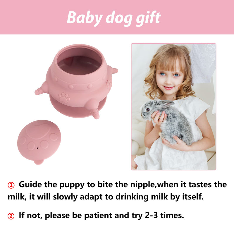 Puppy bottles for nursing,Puppy milk feeders for multiple puppies nipple,Puppy Feeder Milk Bowl,4 Nipples Silicone Puppy Nursing Station,Feeder Bowl for Kittens, Puppies,Capacity 240ml（Pink） - BeesActive Australia