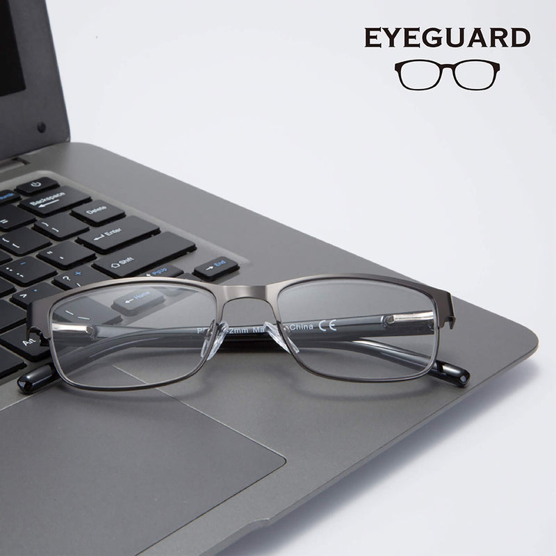EYEGUARD Mens Reading Glasses, 1 Pair Rectangular Lightweight Metal Readers for Men Grey 2.5 Dioptres - BeesActive Australia