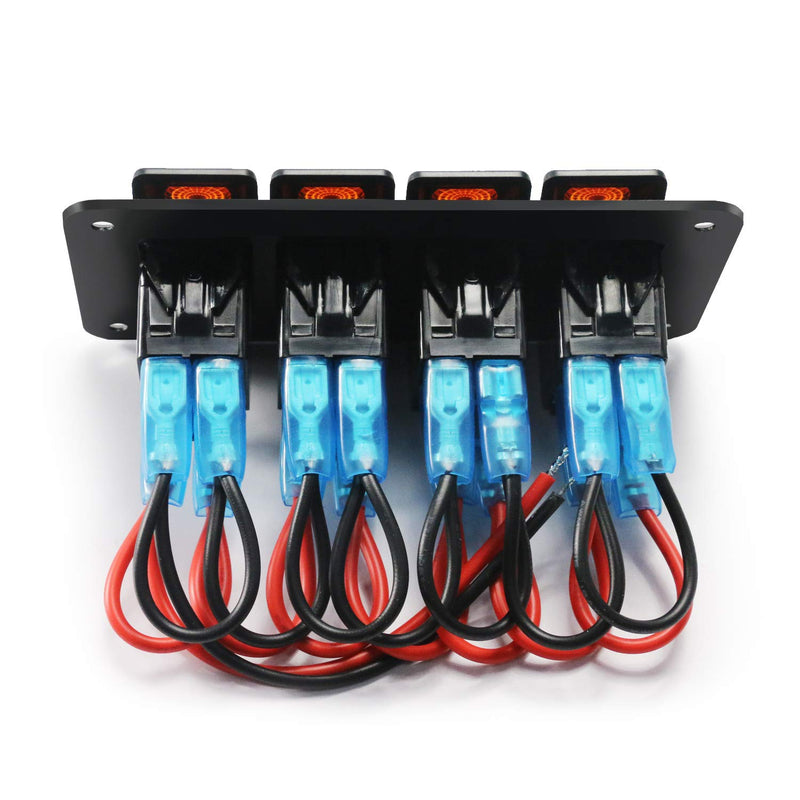 [AUSTRALIA] - FXC Rocker Switch Aluminum Panel 4 Gang Toggle Switches Dash 5 Pin ON/Off 2 LED Backlit for Boat Car Marine 