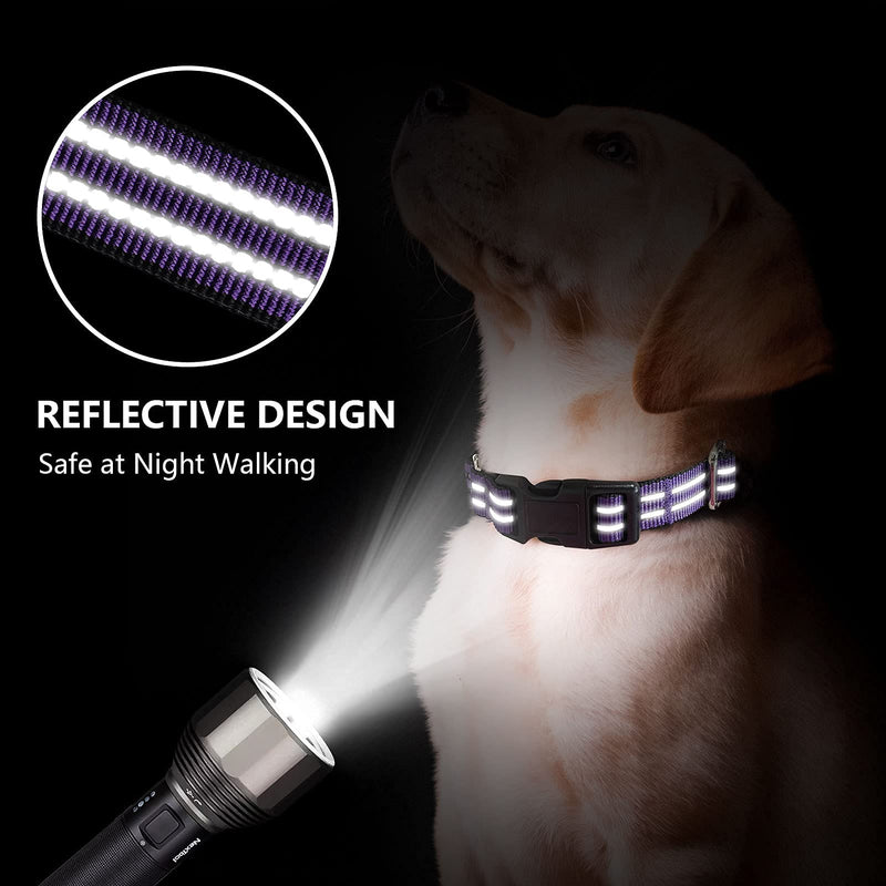 JOYEEIIOO Martingale Dog Collar, Adjustable Nylon Reflective Collar with Quick Release Buckle. Tightens When Dog Pull, Prevents Slipping Out-Helps with Strong pullers-Increase Control… PURPLE Large - BeesActive Australia