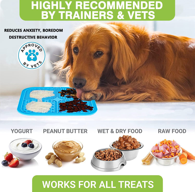XIGOU Dog Lick Pad, 2-Pack Large Licking Mat for Dogs, Dog Slow Feeder Dog Licking Mat with Suction Cups. Boredom & Anxiety Reducer, Perfect for Food, Treats, Yogurt, or Peanut Butter. Blue & Green - BeesActive Australia