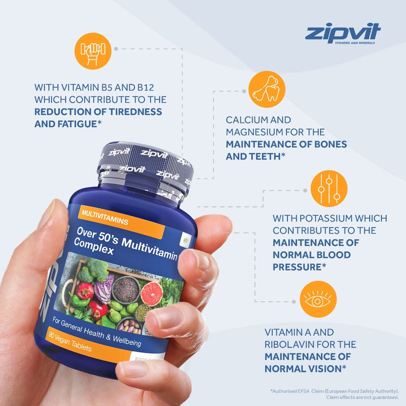 Over 50's Multi Vitamin Active Formula, 90 Tablets. 3 Months Supply. Vegetarian Society Approved. Aids General Health and Wellbeing. - BeesActive Australia