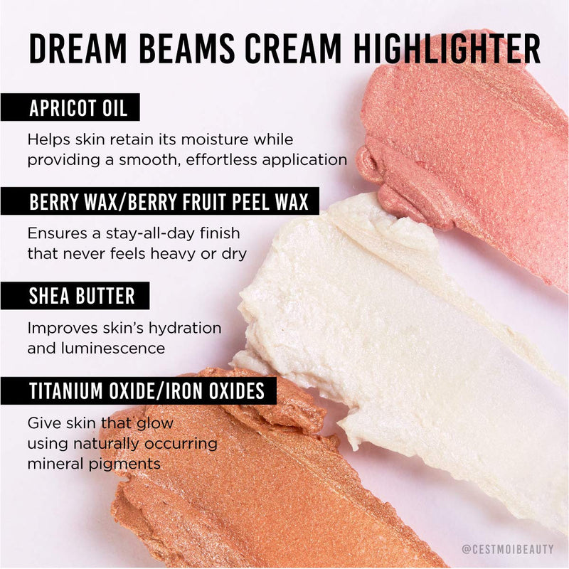 C'est Moi Dream Beams Cream Highlighter | Gentle, Lightweight, Blendable Cream Highlighter Gives Skin a Dreamy Luminous Glow, Enriched with Shea Butter and Aloe Leaf | Sunstar (Gold), 0.34 Fl Oz - BeesActive Australia