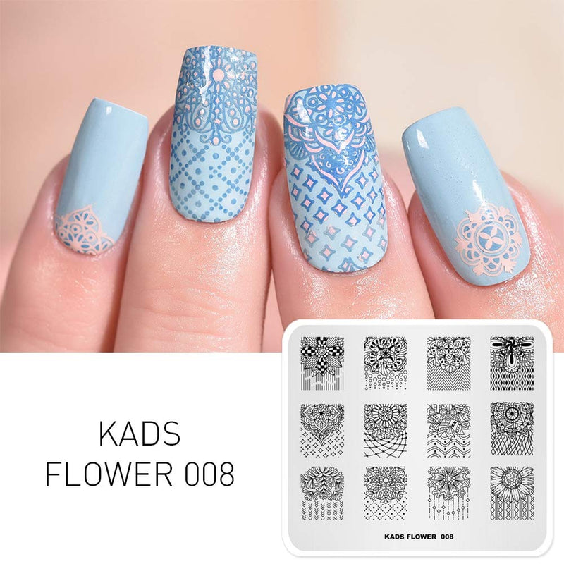 KADS 7 Pcs Nail Art Stamping Plates Flower Butterfly Ocean Star Print Manicure Templates 7 Plates - BeesActive Australia