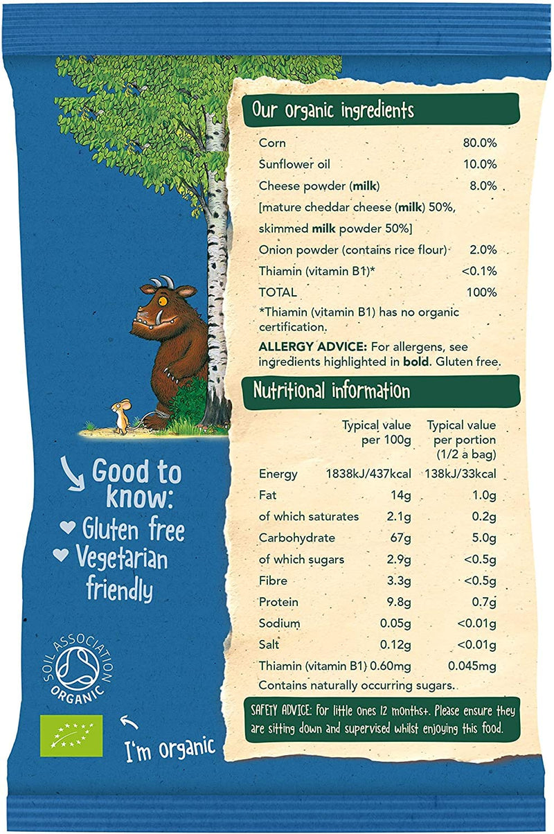 Organix Cheese & Onion Gruffalo Claws Toddler Snack Puffs 12+ Months Multipack 4x15g (Pack of 3) - BeesActive Australia