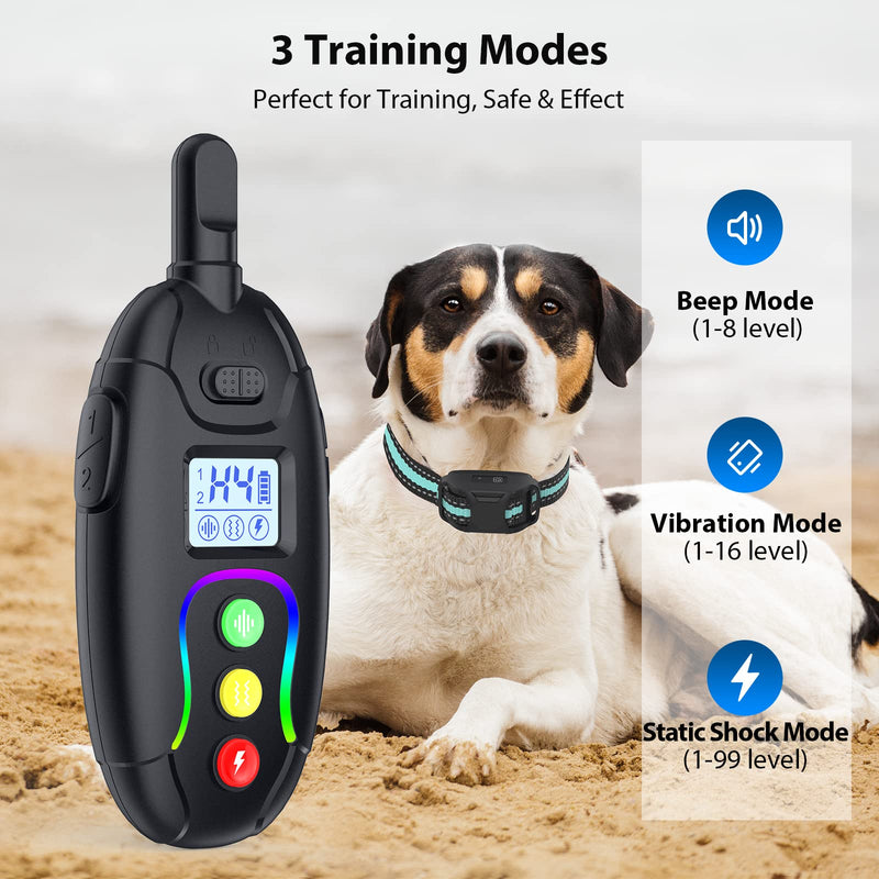 GHORA RS1 Dog Training Collar w/Remote 1200Ft Control Range, Dog Shock Collar 3 Modes, Beep, Vibration and Shock,Rechargeable Waterproof Trainer E-Collar ,for Small Medium Large Dogs( 8-150lbs) BLUE - BeesActive Australia