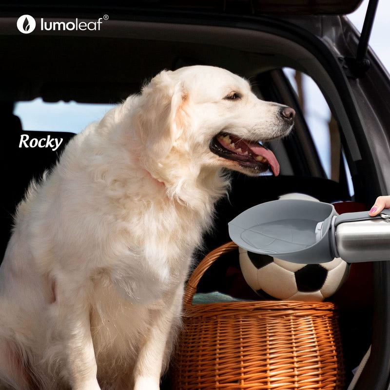LumoLeaf Portable Dog Water Bottle 27 OZ, Stainless Steel Pet Travel Water Bottle Dispenser for Walking, Hiking and Outdoor, Portable Water Bowl for Large Dogs Grey - BeesActive Australia