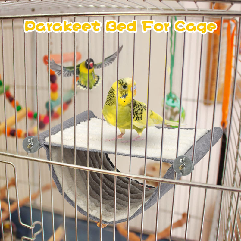 BWOGUE Winter Warm Bird Nest Bed Hanging Hammock Snuggle Hut Parrot House Tent Toy Bird Cage Perch for Parakeet Budgies Cockatiels Lovebird Cockatoo Finch Hamster Chinchilla Guinea Pig Grey - BeesActive Australia