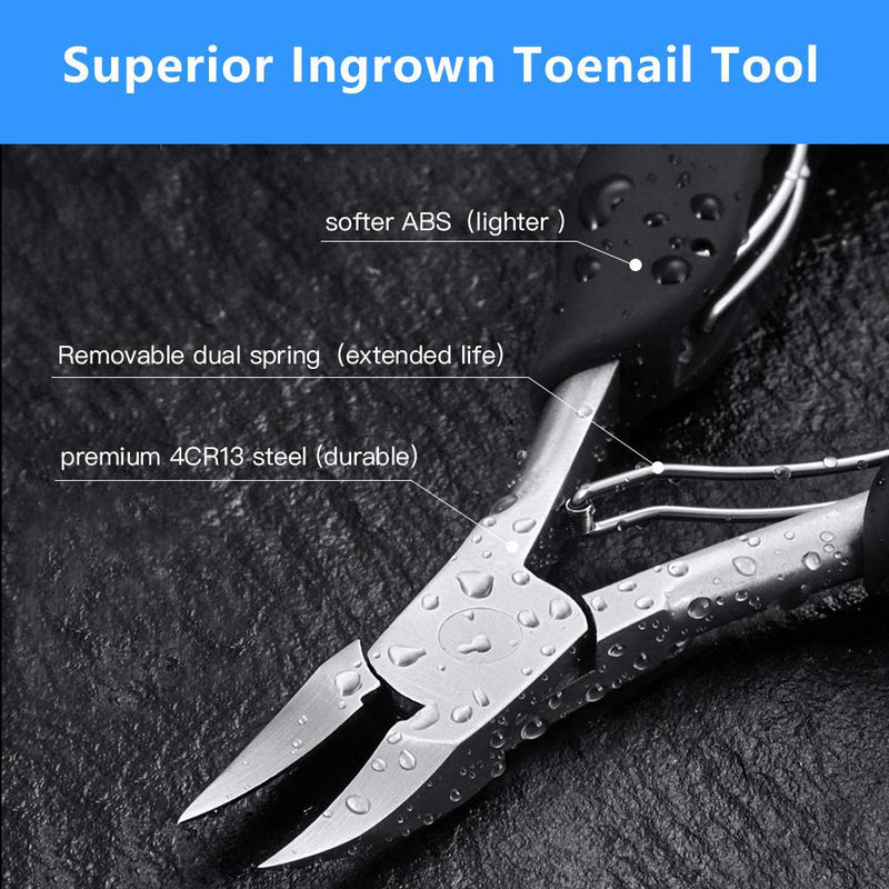 Nail Clippers Set for Thick Nails or Ingrown Toenails, Large Toe Nail Trimmer Clipper Kit with Stainless Steel Sharp Blades Soft Grip Handle for Men Women Seniors Black - BeesActive Australia