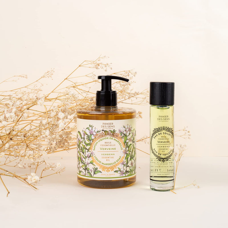 Panier des Sens - Marseille Liquid Hand Soap - Verbena Hand Wash - Moisturizing Soap with Coconut Oil - Bathroom & Kitchen Refillable Soap - 97% Natural Ingredients Made in France - 16.9 Fl.oz - BeesActive Australia