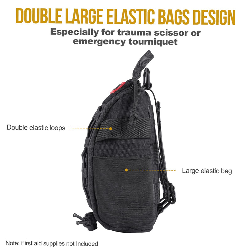 OneTigris Molle First Aid Medical Bag Tactical Rip-Away Medical Pouch EMT Emergency Survival Responder Bag(Black) Black - BeesActive Australia