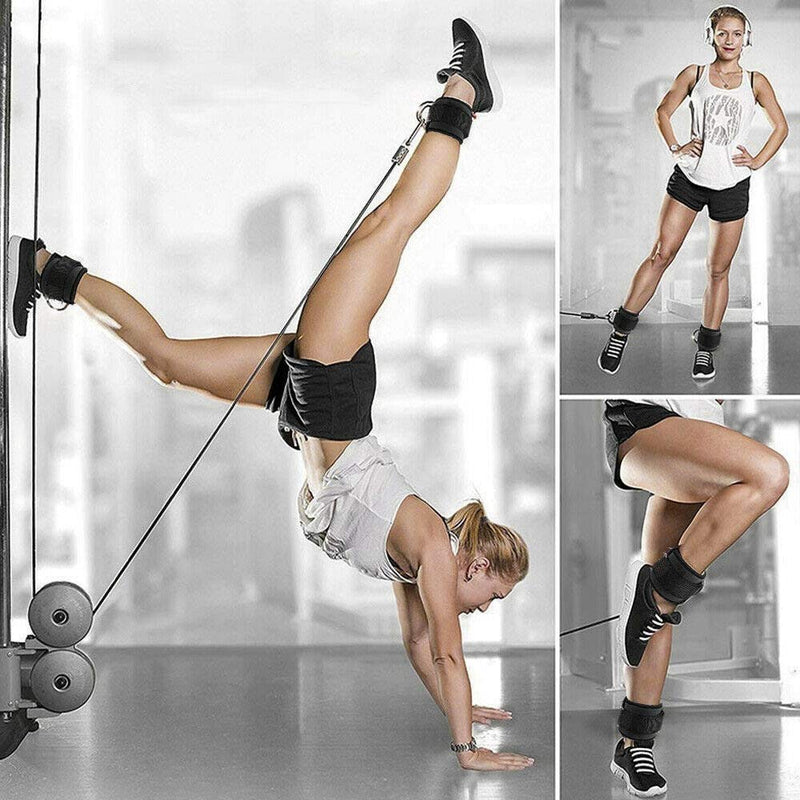 AOHO MOOON Comfortable Adjustable Padded Ankle Wrist Cuffs Neoprene Padded Straps D-Ring Glute Kickback for Cable Machine. Ideal for Glutes Exercises (2 Pack) (Black) - BeesActive Australia