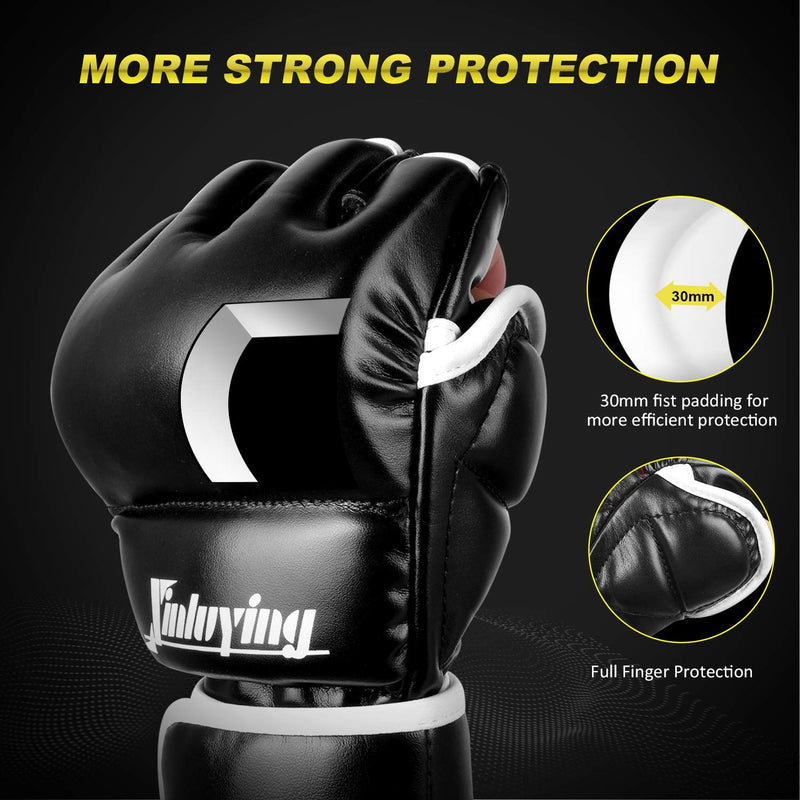 [AUSTRALIA] - Xinluying MMA Gloves Martial Arts Grappling Sparring Punch Bag UFC Boxing Training Half Mitts for Men Women Large 