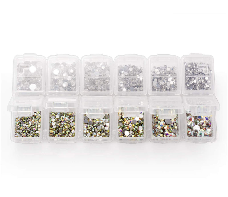 Zealer 3600Pcs 6 Sizes Flatback Crystal AB Rhinestones for Crafts and Nail Crystals Clear Rhinestones with Pick Up Tweezer and Rhinestone Picker Dotting Pen - BeesActive Australia