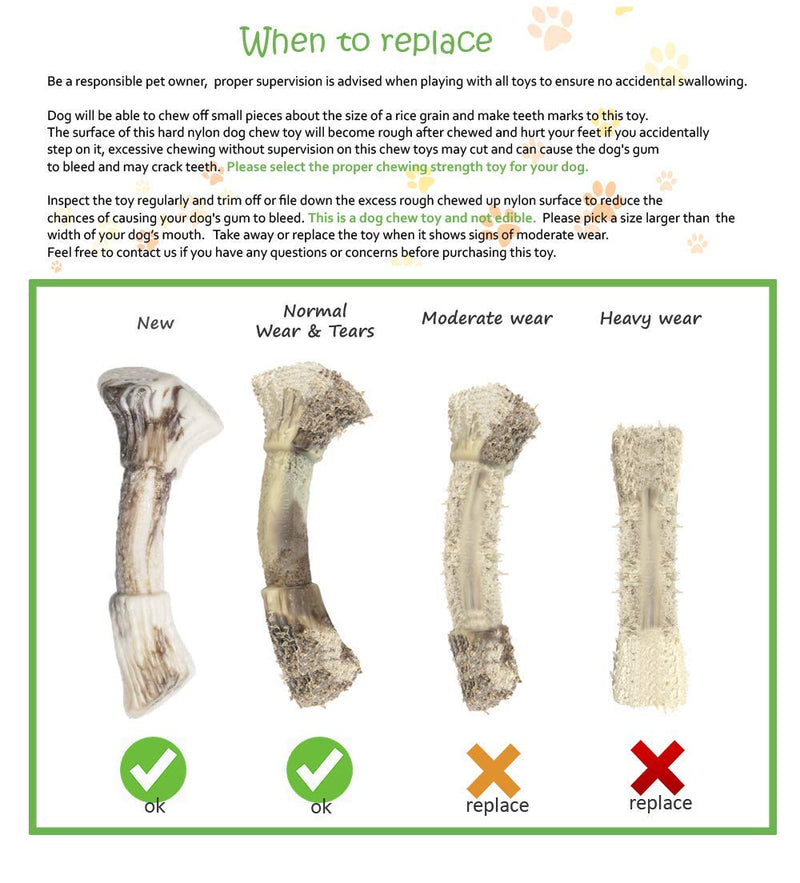 PETSLA Dog Chew Toys for Aggressive Chewers, Indestructible Hard Nylon Dog Bone Toy for Large Medium Small Dogs and Teething Puppies Antler Shape Medium (Pack of 1) - BeesActive Australia