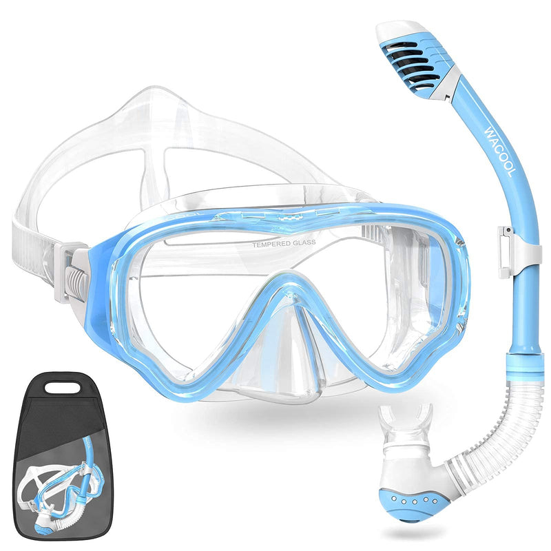WACOOL Professional Adult (Sliver) and Kids (SkyBlue) Snorkeling Set Swimming Gear Anti-Fog Coated Glass with Silicon Mouth Piece Purge Valve and Anti-Splash - BeesActive Australia