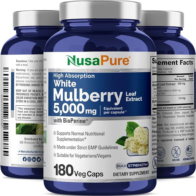 NusaPure White Mulberry Leaf Extract 2500mg 200 Tablets - BeesActive Australia