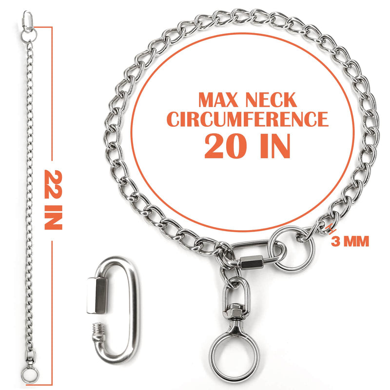 Dog Chain Necklace Metal Stainless Steel Leash Training Choke Collar Adjustable Buckle 360 Degree Rotation Head Dog Gift for Medium Large Dogs - BeesActive Australia