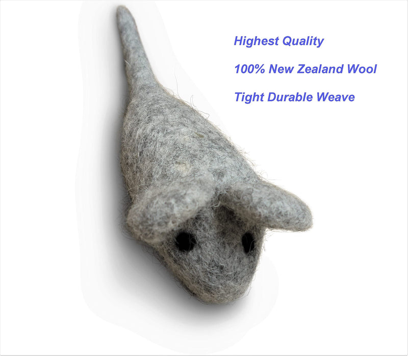 Earthtone Solutions Cat Mouse Toy - 3 Felted Wool Mouse Toys Without Catnip for Indoor Cats and Kittens - Large Handmade Mice - BeesActive Australia