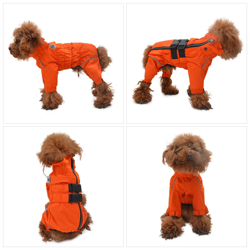 Dogs Waterproof Jacket, Lightweight Waterproof Jacket Reflective Safety Dog Raincoat Windproof Snow-Proof Dog Vest for Small Medium Large Dogs M (back 14") Orange - BeesActive Australia