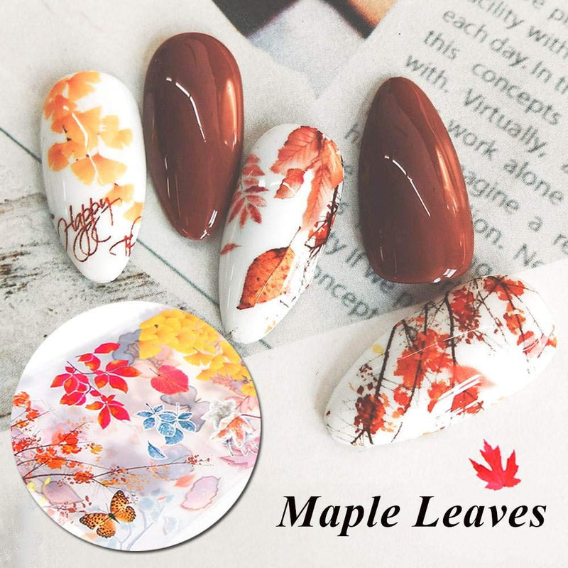 Fall Nail Foil Nail Art Stickers Decals Fall Nail Stickers Nail Accessories Decorations Nail Supplies Nail for Women Girls Thanksgiving Nail Foils Fall Autumn Maple Leaf and Flowers 10Pcs - BeesActive Australia