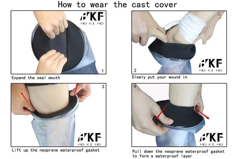 HKF HO KI HO Adult Waterproof Cast Cover Protector Hand for Shower,Plaster Bandage Protector Watertight for Broken Hand,Wrist,Reusable Keeps Hand Dry Fits Unisex Adult.Upper Circ OD/ID(5.5/1.8in) 38cm Black Hand - BeesActive Australia