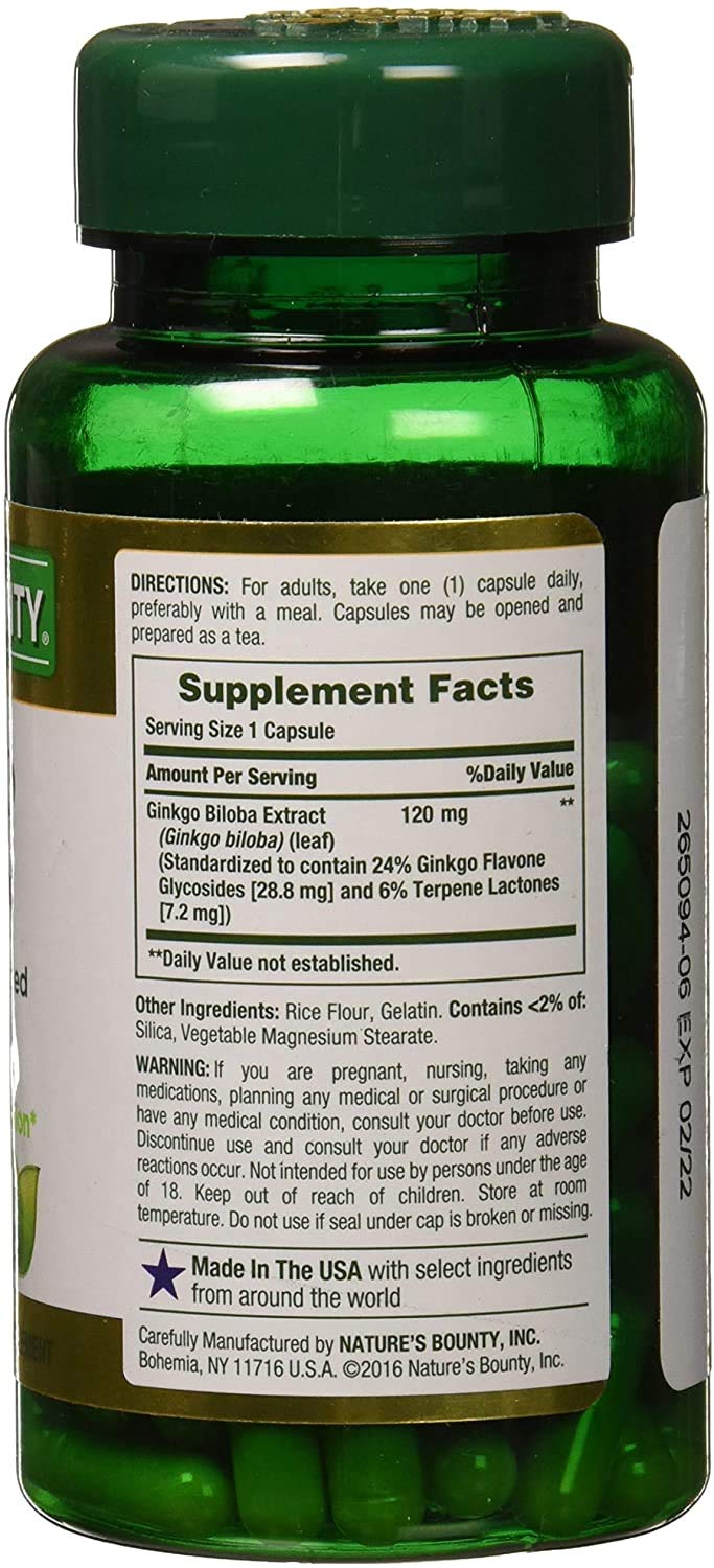 Nature's Bounty Ginkgo Biloba 120 mg 100 ea (Pack of 3) - BeesActive Australia