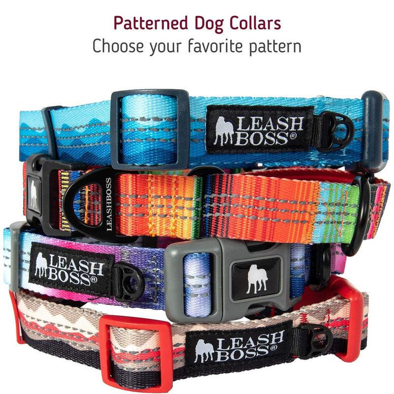 Leashboss Pattern Martingale Dog Collar, Reflective No-Pull Training Collar, Pattern Collection Medium-Large (16-19" Neck x 1" Wide) Orange - Blanket - BeesActive Australia