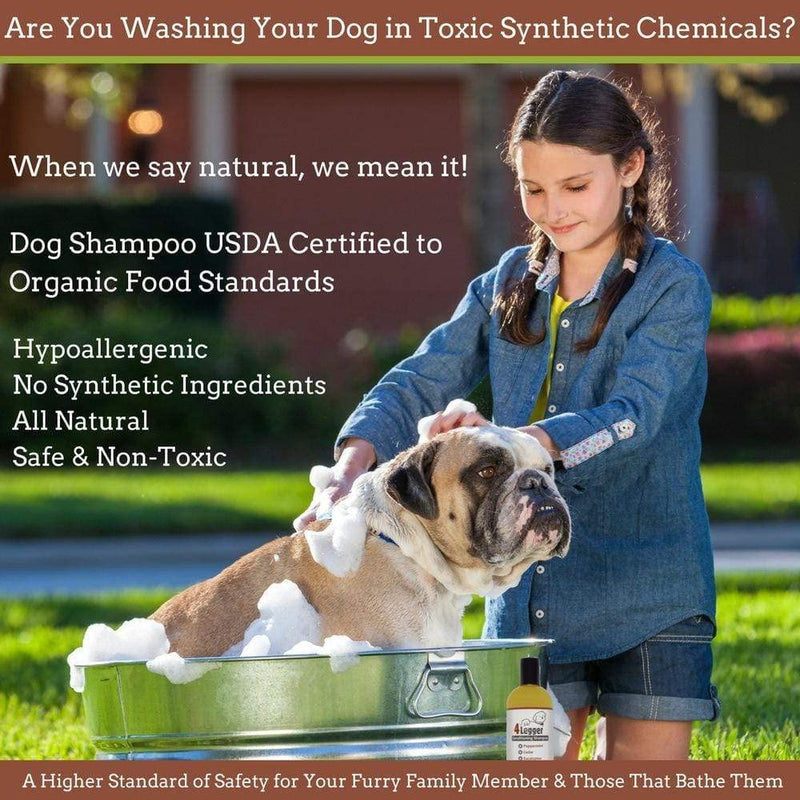 4Legger Organic Dog Shampoo and Conditioner USDA Certified - All Natural Concentrated Cedar Dog Shampoo with Peppermint, and Eucalyptus - Dog Shampoo for Itchy Skin - Dog Shampoo for Smelly Dogs 16 oz - BeesActive Australia